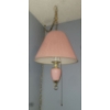 Image 1 : Pink Glass Swag Rose Hanging Lamp w/Shade