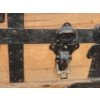 Image 2 : Vintage Wood and Black Metal Trunk, Lock Needs Replacing - 26"H x 36"W x 22"D