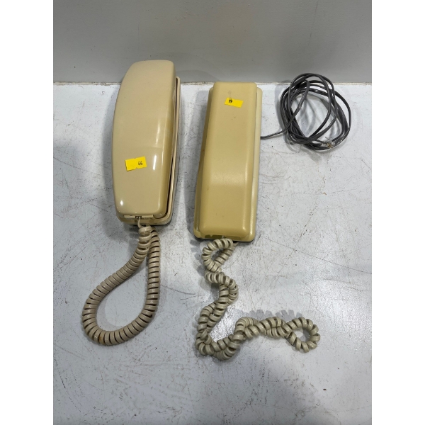 Vintage Beige Northern Telecom Button Dial & Automatic Electric Rotary-Dial Tabletop Telephones