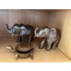 Image 2 : Wooden Carvings of Elephants (2 Total, One Missing Husk, 8L) w/ Turtle Trinket Box (Slight Chip) 