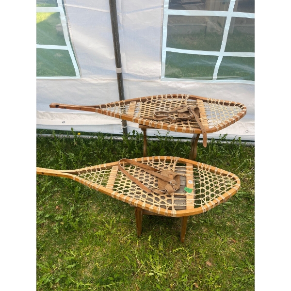 2 Antique Snowshoe end tables L42'H21'W14"