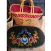 Image 2 : Baskets, Painted Wooden Box, Bottles, and Friut Tablecloth Weights