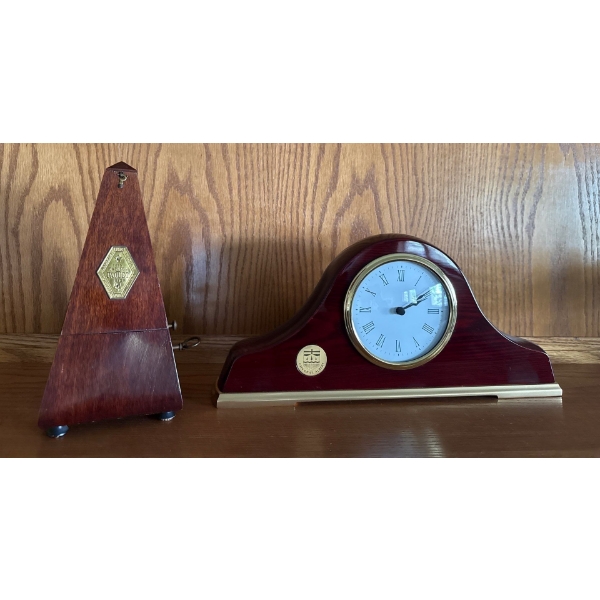 City of St. Albert Mantle Clock &  Antique French Metronome, Maelzel Paquet 1815-1846