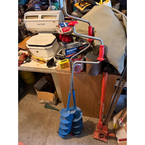 Two ice fishing augers 