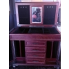 Image 2 : Large Wooden Jewelry Box with Velvet-Lined Interior and Mirror