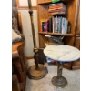 Image 2 : collection of books, vintage retro lamp, and marble and brass side table