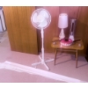 Image 1 : Home Essentials Including Floor Fan, Desk Table, and Blinds