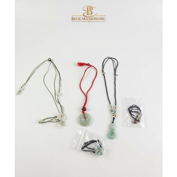 Five Jade and Cord Necklaces with Assorted Designs
