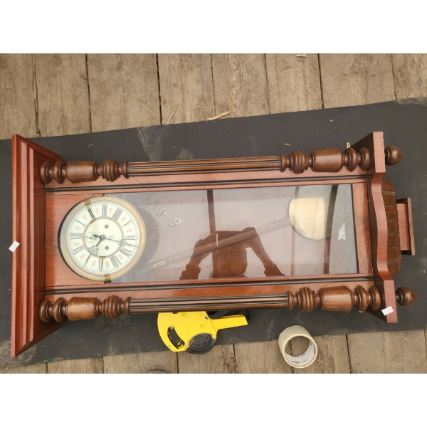 Reddish Wooden Antique Wall Clock (18.5" x 36" Inches)