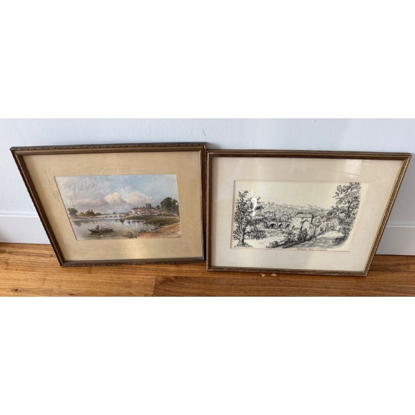 Antique Landscape Art - 19th Century Etching & Grey Scale of Victoria Path 16L