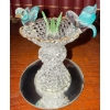 Image 2 : Handblown Art Glass Bird Bath Figurine w/ Pinwheel Crystal Vase Collection 