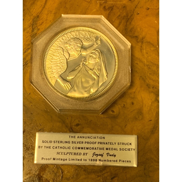 'The Annunciation' Coin From the Catholic Commemorative Medal Society - Sterling Silver Proof 26g 