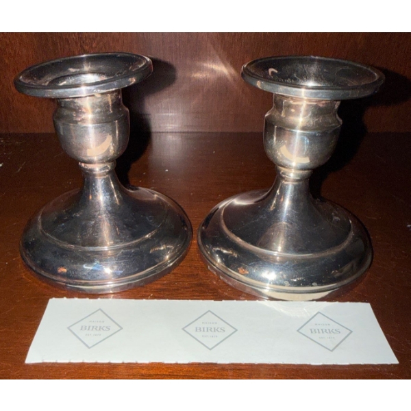 Birks Sterling Silver Georgian Style Candlestick Pair/Duo (3"tall)