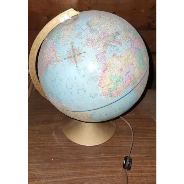 - Vintage Replogle 12" World Premier Series Globe w/ Light-Up Feature 8" Diameter Base, 15 T 
