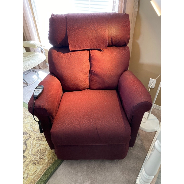 Eclipse Medical Recliner Burgundy Velour With Remote - Great Condition 35W x 29D x 40T