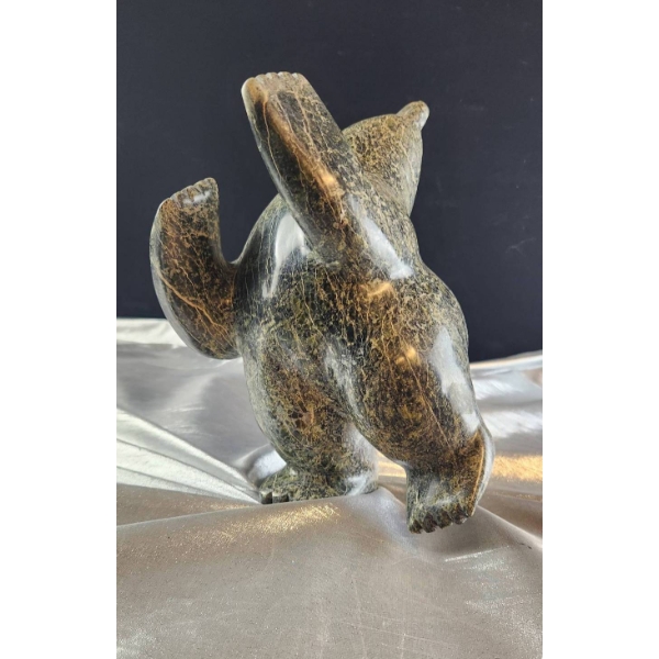 9in x 6in x 8in SoapStone Sculpture of Dancing Bear, 8+ Pounds