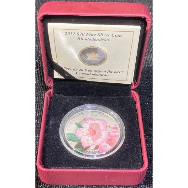 2012 $20 Fine Silver Pacific Rhododendron Coin