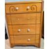Image 1 : Vintage Oak Art Deco Tall Boy Chest Of Drawers