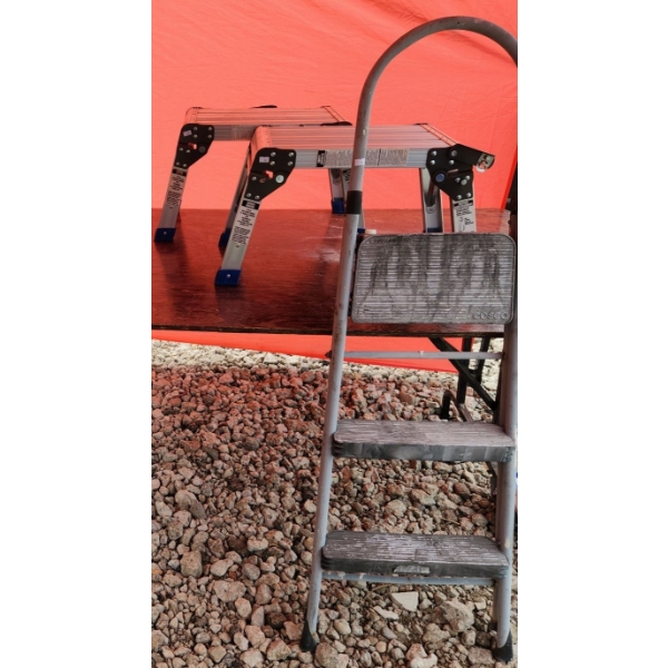 Cosco Utility 3 Step Ladder and Pair of Mini Aluminum 1 Step Ladders 