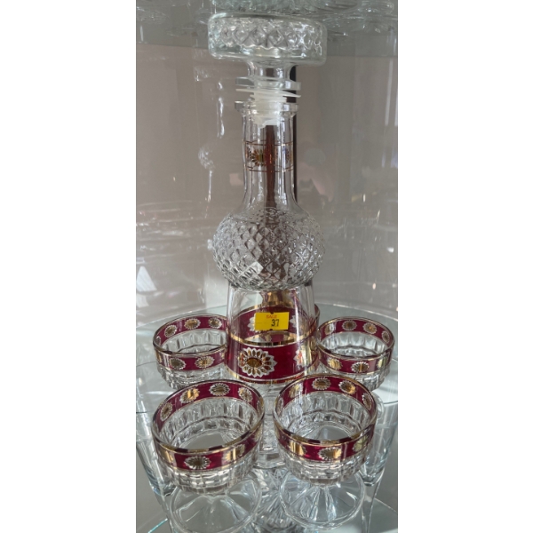 Vintage Decanter & Mini Snifters  12"tall