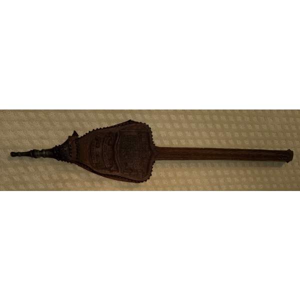 Antique Carved Wood Fireplace Bellows Dedicated To Scottish Poet Robert Burns 