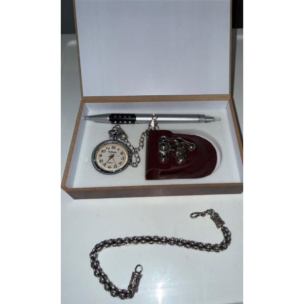 Men's Fashion Accessory Collection - Bracelet  w/ Pocket Watch & Luxury Pen