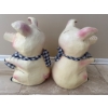 Image 2 : Two Hand-Painted Piggy Bank Figurines with Gingham Scarves