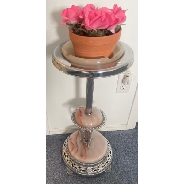 Decorative Chrome w/ Stone Embellishment Stand Up Ash Tray 26T