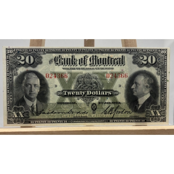 1935 the bank of Montreal $20 bank note in uncirculated condition amazing addition to any collection