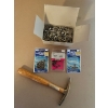 Image 1 : 

Furniture tack hammer, and assortment of furniture nails. 

