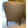 Image 2 : Printed Wingback Arm Chair - Parlor Chair w/ Decorative Tasseled Gold Cushion