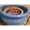 Image 4 : Flower Pots- Green Vase 11" Diameter  Top, 11 T , Blue: 18" Diameter Top, 11 T