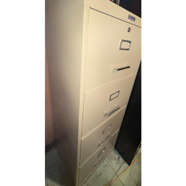 Large Four Drawered Beige Metal File Cabinet  20x27x55"tall