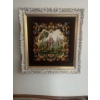 Image 1 : Victorian Petitepoint Wall Tapestry In Ornate Bevelled Frame 26x26 