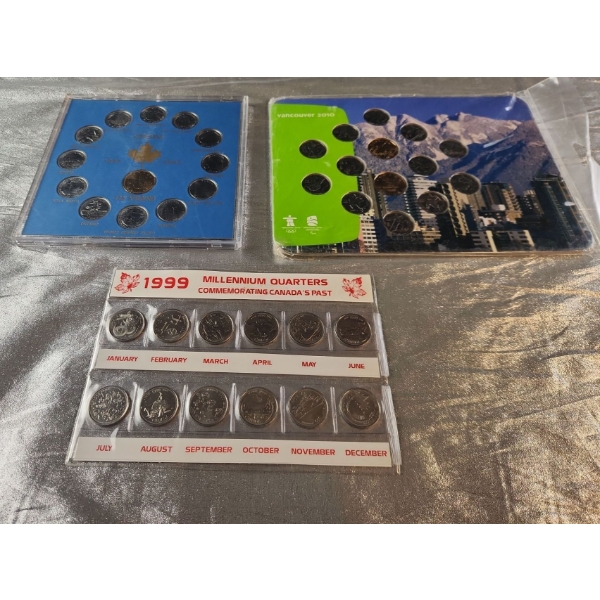 Canadian Commemorative Coin Sets- Millennium Quarters, Vancouver Olympics, 125 Years of Canada