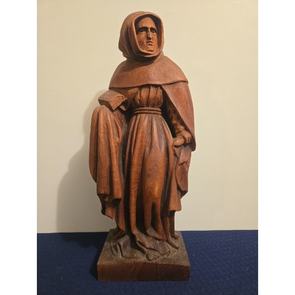Wooden Hand Carved Religious Monk (Cracked Down the Side) - 7W, 5D, 16T 