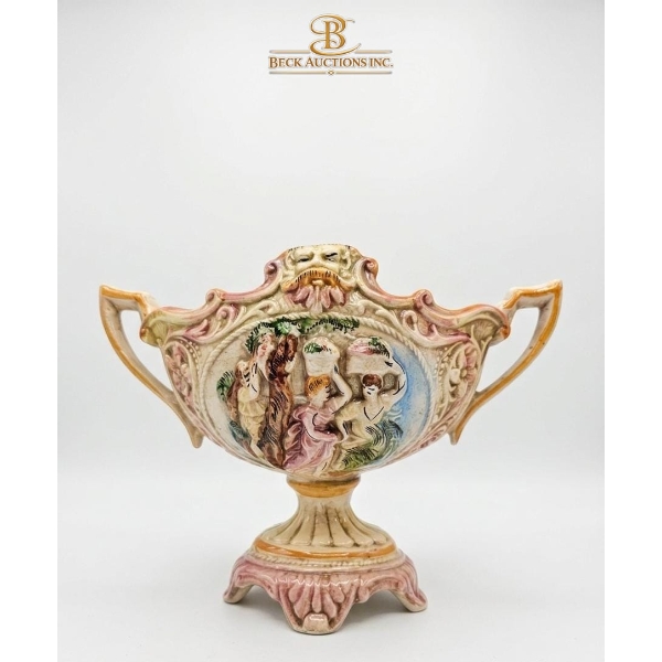  Vintage Decorative Centerpiece Is A Capodimonte Porcelain Bowl 9''INCHES HEIGHT