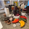 Image 1 : Kitchen Essentials Including Pottery Mugs, Pepper Platters, Tea Pots, Chicken Roaster and More