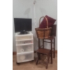 Image 1 : Vintage Wooden Stool/ Seat / Ladder w/ assortment of House & Home Items LCD TV ModelNo: VS12115-2M