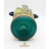 Image 4 : Hand Blown Mexican Painted Cobalt Blue/Yellow Glass Vase Calla Lily Floral Pattern & Art Deco Style.
