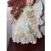 Image 3 : Porcelain Doll With Curly Red Hair and Bonnet