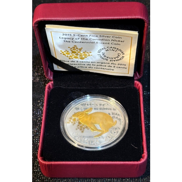 2015 5-Cent Centennial Canadian Nickel Fine Silver Coin 31.83 Grams