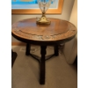 Image 2 : Hand Carved Walnut Wood Antique Canadian Heirloom Side Table From Fairmont Hotel and Waterford Lamp