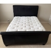 Image 1 : Black  Queen Sized Leather Upholstered Bed Frame w/ Pillow Top Mattress-  In Great Condition!