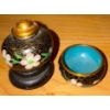Image 3 : Antique Chinese Cloisonne Salt Cellars w/ Pepper Shakers 3T