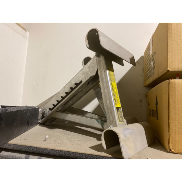 Metal Folding Sawhorse with Red Carry Bag and Shelving Unit