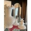 Image 2 : Vintage Milk Glass Hobnail Ruffle Top vase 10.5”with Fenton candy dish and 3 candle holders