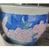 Image 3 : Outdoor Resin Garden Cart 26 W, 18 S, 28 T and Planters- Largest Blue and Pink: 12" Diameter 