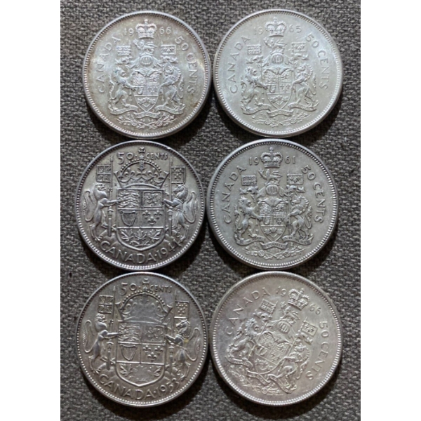 Canadian 50-cent Pieces 11.66 g Silver (.800)
