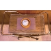Image 2 : Metal and Wood Two-Tier Serving Cart with Casters